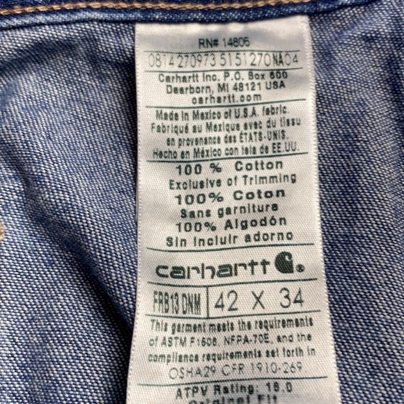 Carhartt ® Loose-Fit Cargo and  Work barn denim jeans SZ 42 - Picture 7 of 7